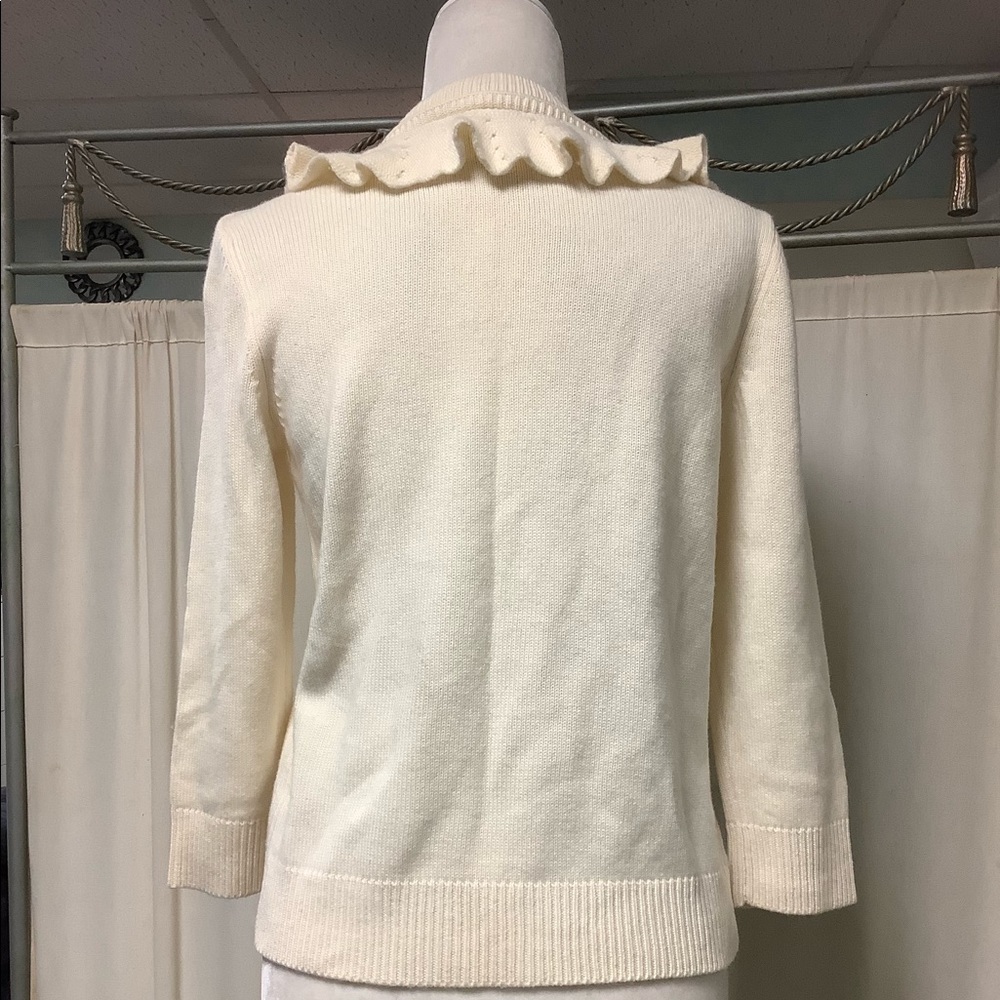 Juicy Couture Ivory Full-Zip Ruffled Cropped Sweater Cardigan - Picture 4 of 10
